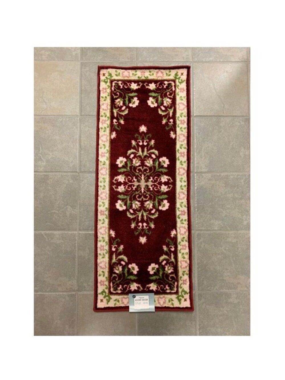 Nourison Aubusson Washable 19.5" x 50" Accent Rug Red NWT